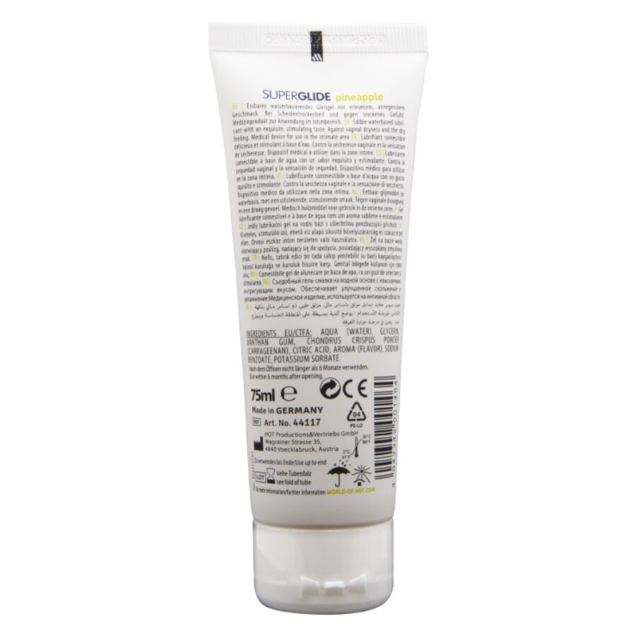 HOT - SUPERGLIDE EETBAAR GLIJMIDDEL OP WATERBASIS ANANAS 75 ML