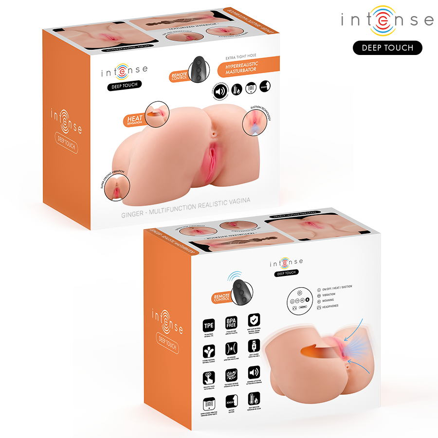 INTENSE DIEPE AANRAKING - GINGER VAGINALE MASTURBATOR MET ZUIGKRACHT, WARMTE, TRILLING EN STEMEFFECTEN MET AFSTANDSBEDIENING 5.3 KG
