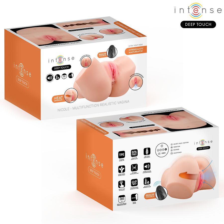 INTENSE DIEPE TOUCH - NICOLE VAGINALE MASTURBATOR MET ZUIGKRACHT, WARMTE, TRILLING EN STEMEFFECTEN MET AFSTANDSBEDIENING 5,3 KG