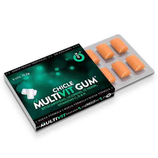 WUG GUM - MULTIVIT VITAMINE C, H, D, BETA-CAROTEEN, LYCOPEEN EN GROENE THEE 1 X 8 STUKS