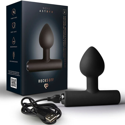 ROCKS-OFF - NOVA ASTRYX OPLAADBARE PREMIUM EN KRACHTIGE ANALE PLUG 16 FUNCTIES ZWART