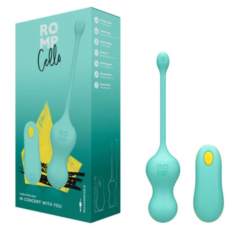 ROMP - CELLO MULTIFUNCTION VIBREREND EI TURQUOISE AFSTANDSBEDIENING
