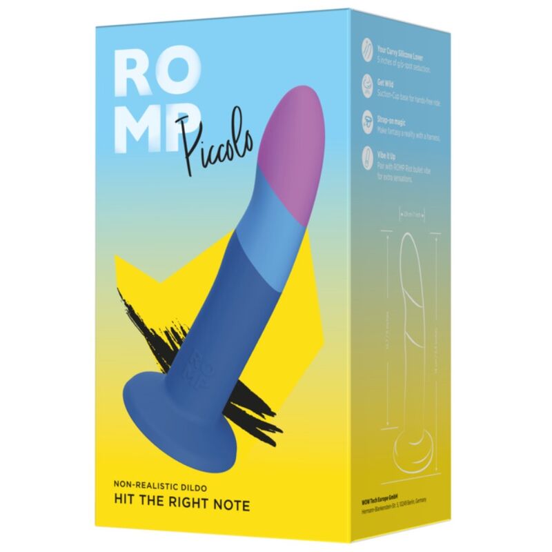 ROMP - PICCOLO SILICONEN DILDO MET DRIEKLEURIGE ZUIGNAP 14 CM