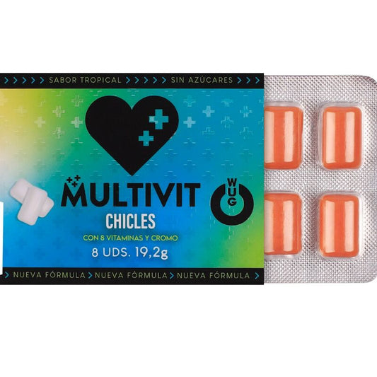 WUG Multivit - De functionele kauwgom die elke dag je weerstand versterkt. BLISTER VAN 8 STUKS