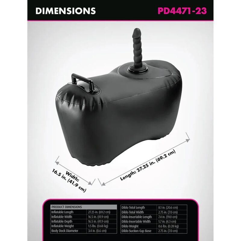 FETISH FANTASY SERIES - OPBLAASBAAR LIEVEZITJE MET DILDO BODY DOCK 69,2 CM ZWART