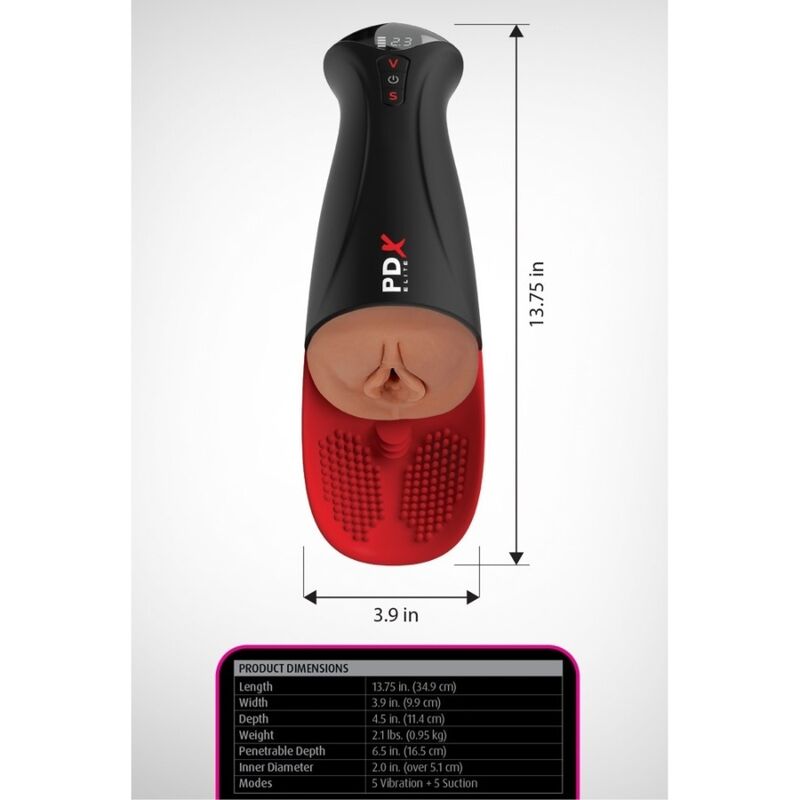 PDX ELITE - FAP-O-MATIC PRO XL AUTOMATISCHE TRILLENDE STROKER BRUIN 34,9 CM