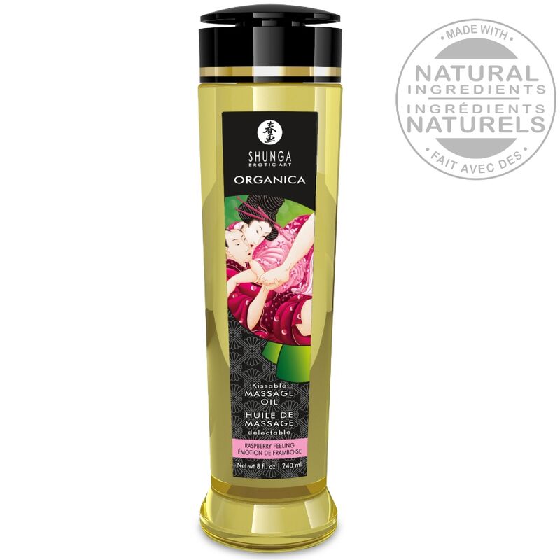 SHUNGA - BIOLOGISCHE MASSAGEOLIE FRAMBOOS GEVOEL 240 ML