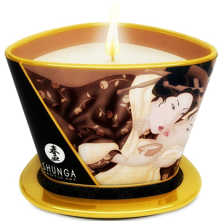 SHUNGA - MINI CARESS BY CANDLELIGHT CHOCOLADE MASSAGEKAARS 170 ML