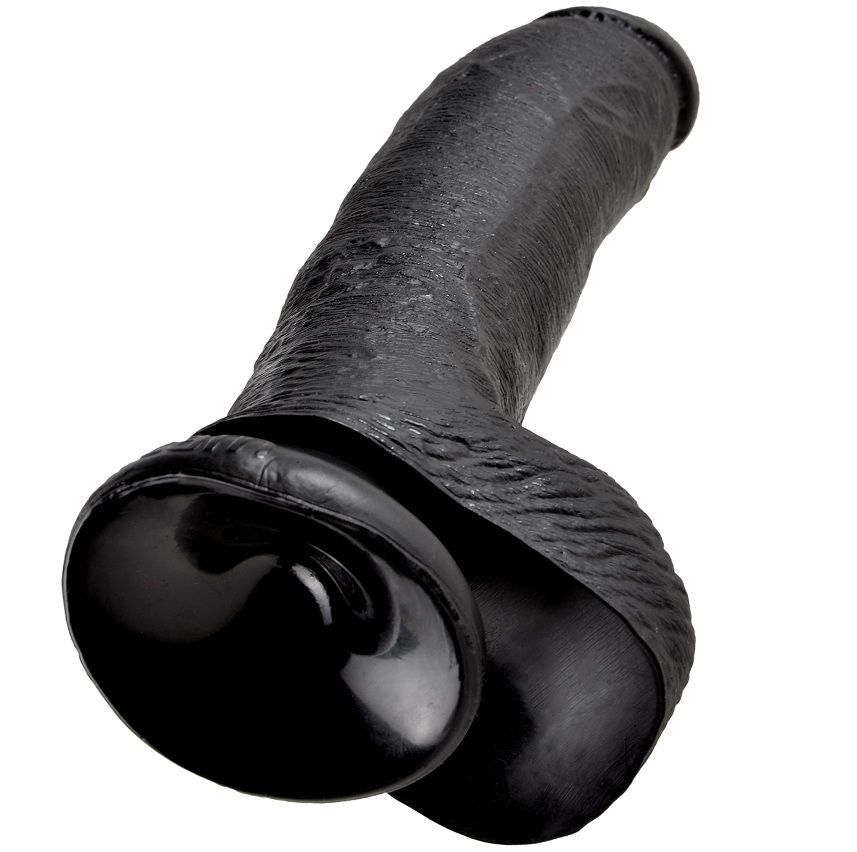 KING COCK - DILDO ZWART MET BALLEN 22.9 CM