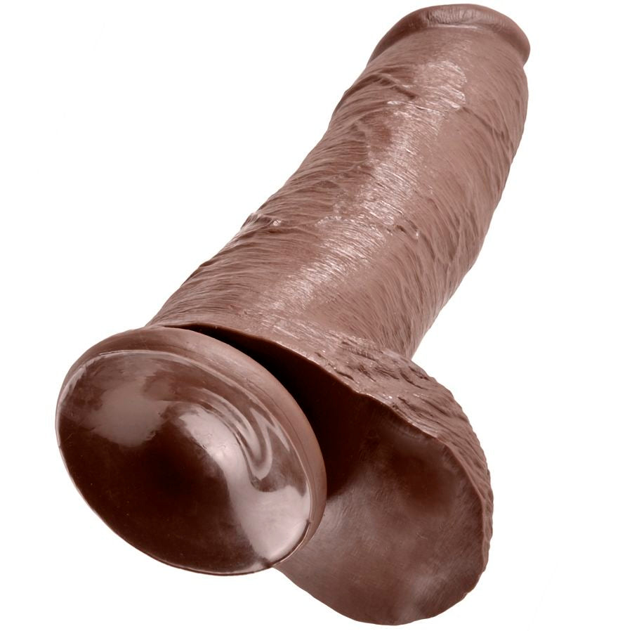 KING COCK - DILDO BRUIN MET BALLEN 30,48 CM