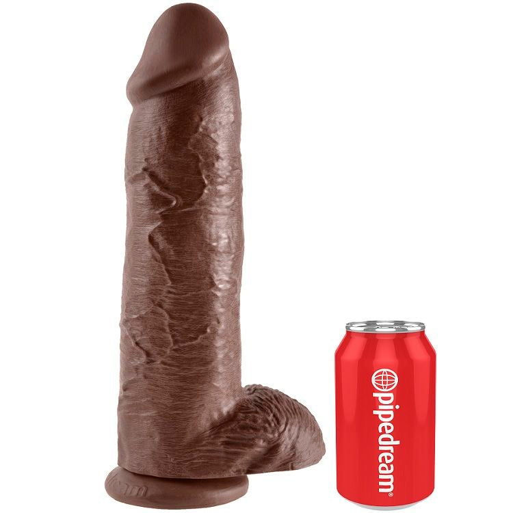 KING COCK - DILDO BRUIN MET BALLEN 30,48 CM