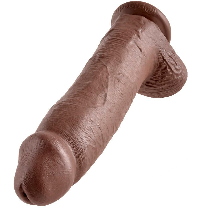KING COCK - DILDO BRUIN MET BALLEN 30,48 CM