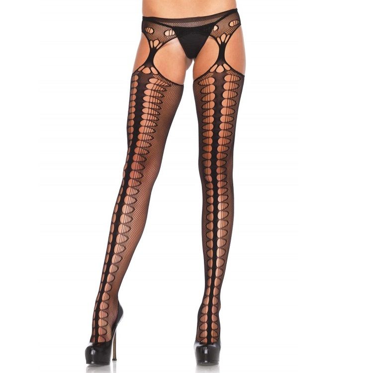 LEG AVENUE - PANTY MET JARRETEL EXCLUSIEF ZWART