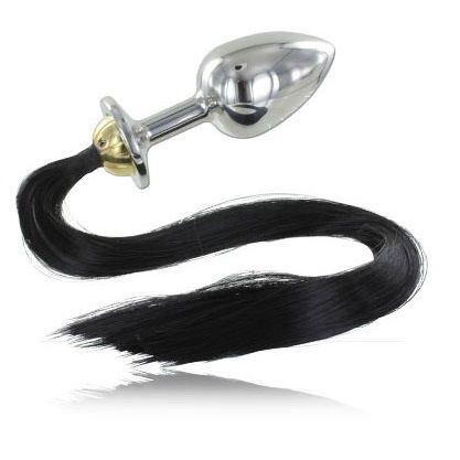 METAAL HARD - STALEN ANAALPLUG MET STAART 8.89CM