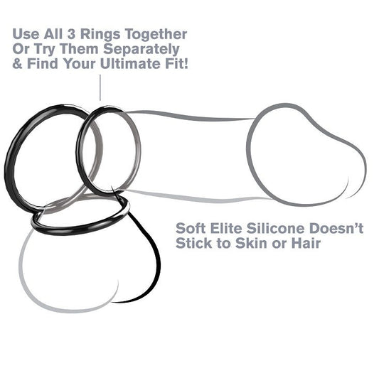 FANTASY C-RINGZ - SILICONE 3-RING UITHOUDINGSVERMOGENSET