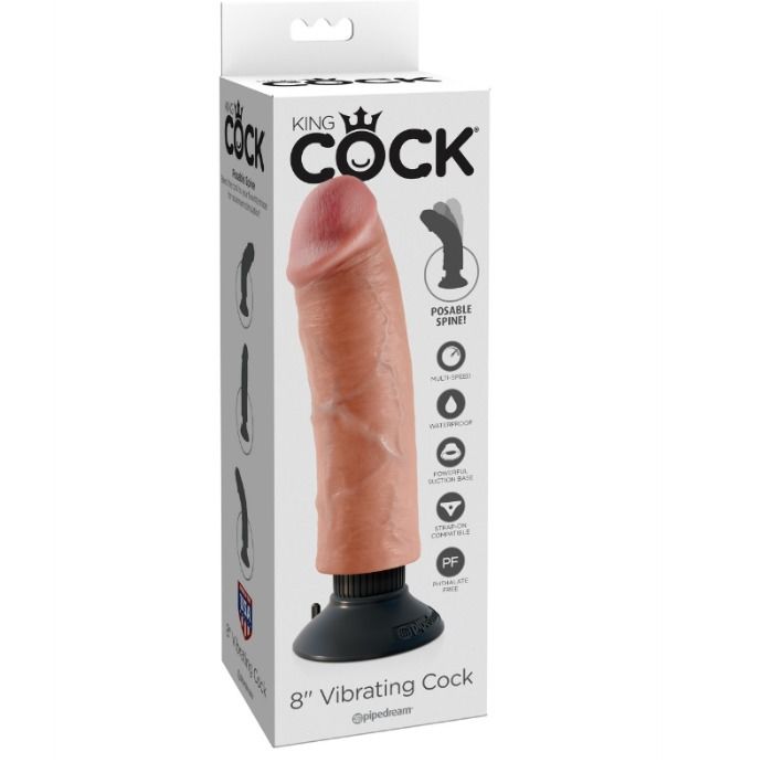 KING COCK - 20,32 CM VIBREERBARE KOKERVLEES