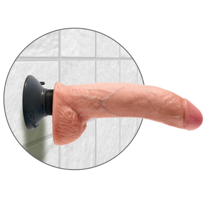 KING COCK - 23 CM VIBRERENDE PIEMEL MET BALLEN VLEESKLEURIG