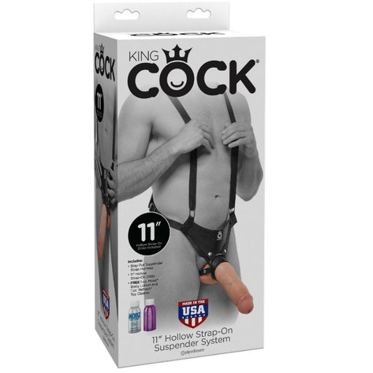 KING COCK - 28 CM HOLLE STRAP-ON BUIKRIEM SYSTEEM VLEESKLEURIG