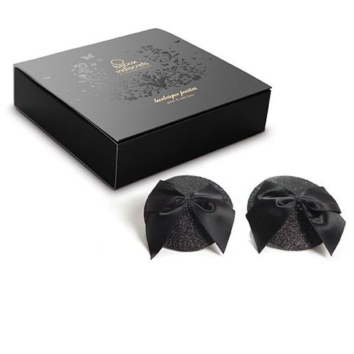 BIJOUX - BURLESQUE GLITTERENDE NIPPLE COVERS MET STRIK