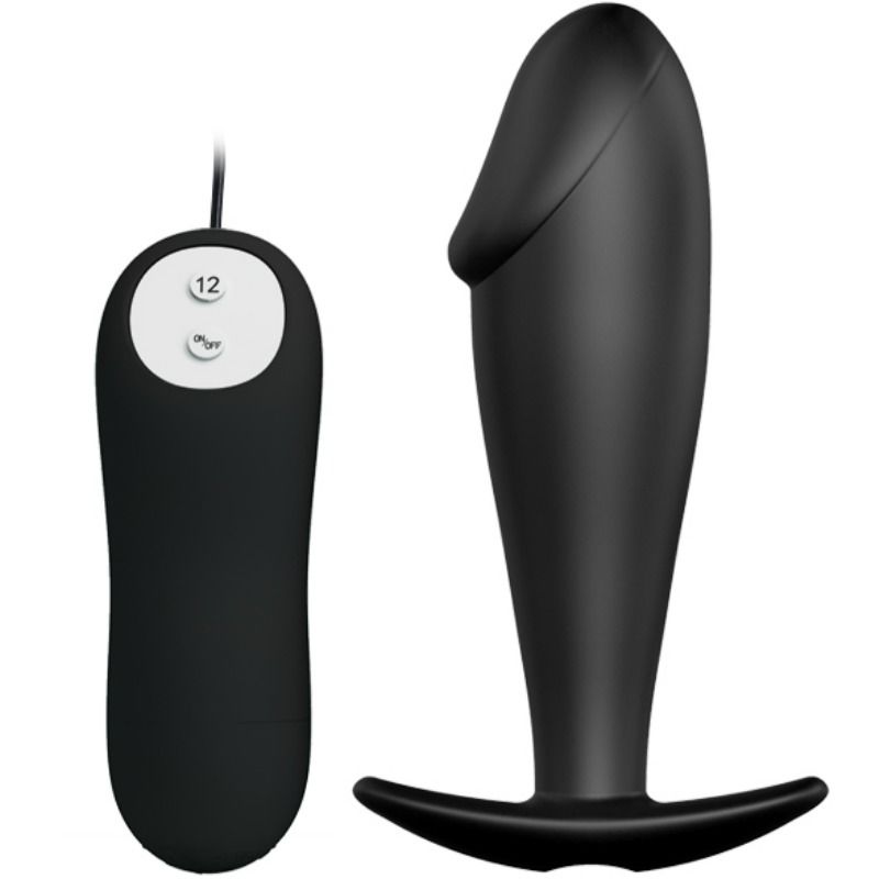 PRETTY LOVE - SILICONEN ANALE PLUG PENISVORM EN 12 TRILLINGSMODI ZWART