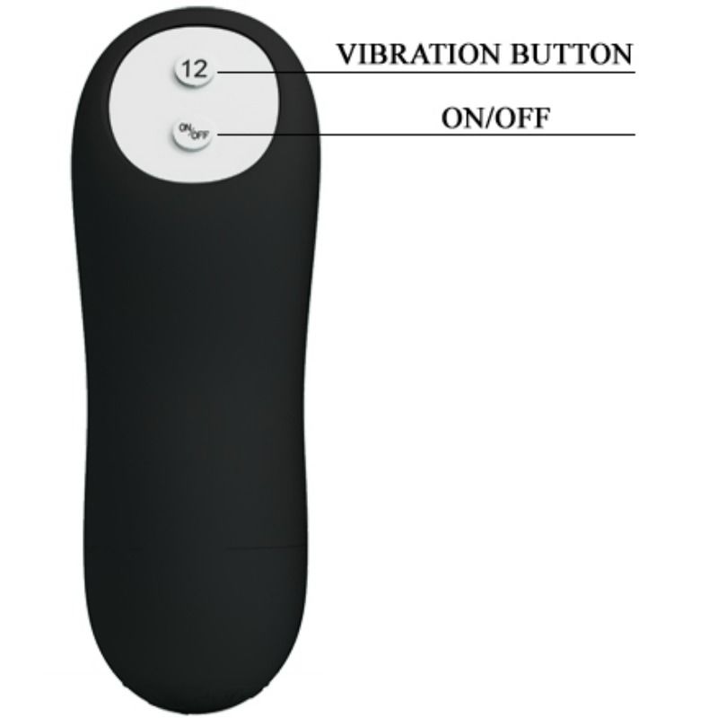 PRETTY LOVE - SILICONEN ANALE PLUG PENISVORM EN 12 TRILLINGSMODI ZWART