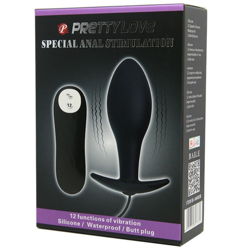 PRETTY LOVE - ANAALPLUG ANKERVORM SILICONEN 12 TRILLINGSMODI ZWART