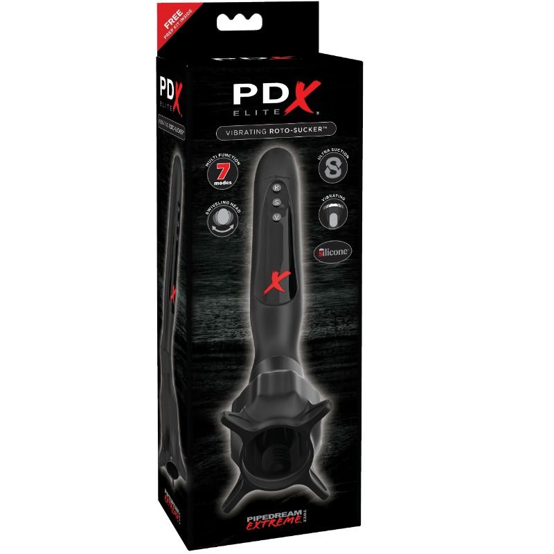 PDX ELITE - TRILLENDE STIMULATOR MET ROTO-ZUIGER ZUIGKOP
