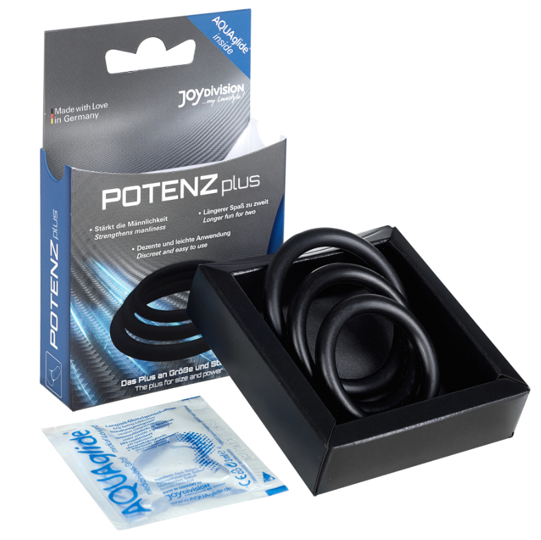 JOYDIVISION POTENZDUO - PLUS 3 ZWARTE RINGEN SET - S, M, L