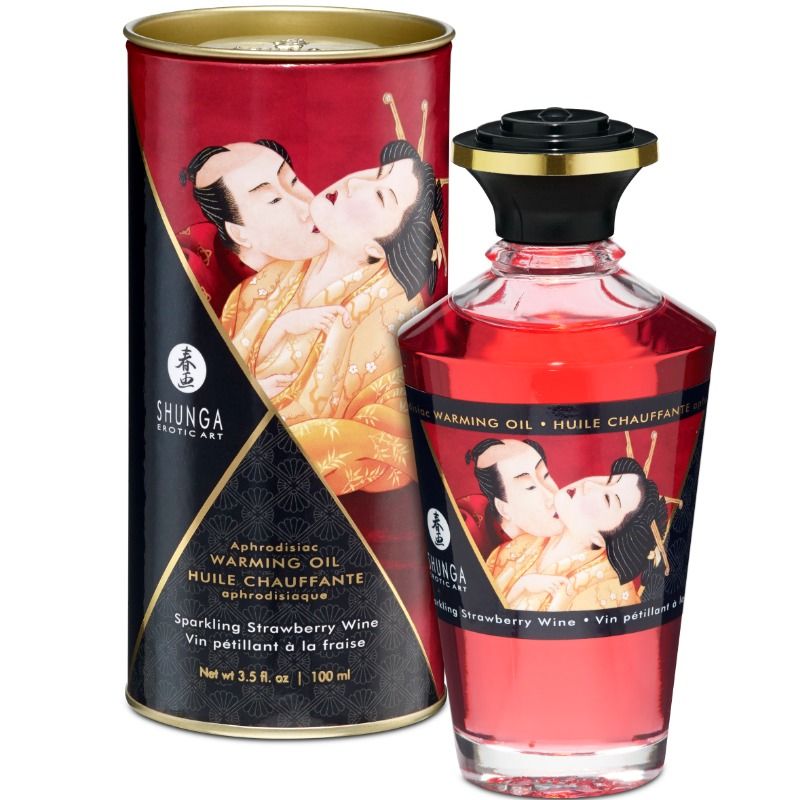 SHUNGA - AARDBEI EN CAVA WARMEFFECT MASSAGEOLIE 100 ML