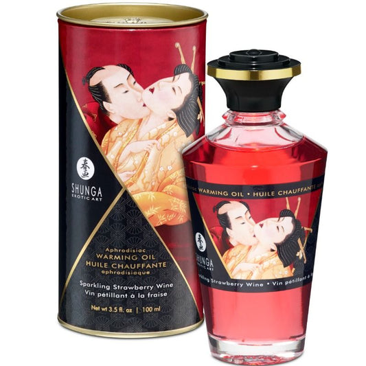 SHUNGA - AARDBEI EN CAVA WARMEFFECT MASSAGEOLIE 100 ML