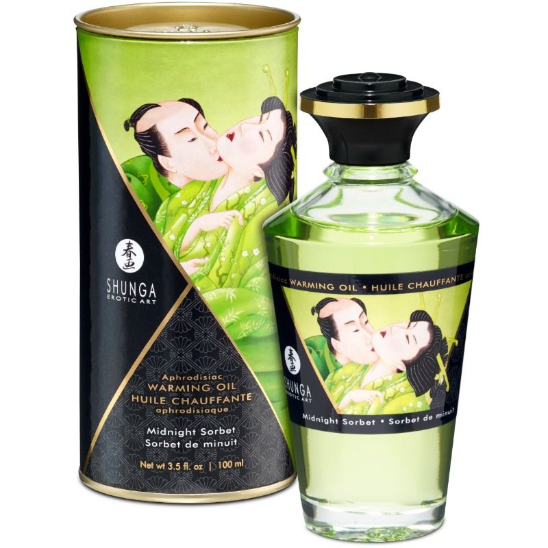 SHUNGA - MASSAGEOLIE MET WARMTE-EFFECT MIDNIGHT SORBET SMAAK 100 ML