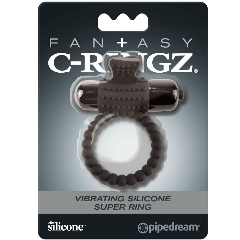 FANTASY C-RINGZ - ZWART SILICONEN VIBRERENDE RING
