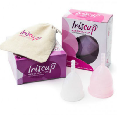 IRISCUP - GROTE ROZE MAANDCUP + GRATIS STERILISATORZAKJE