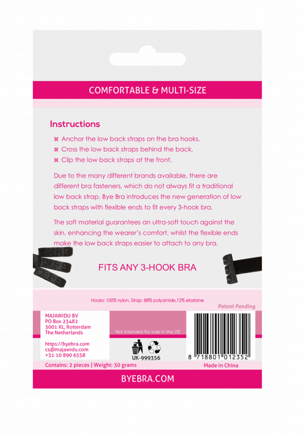 BYE-BRA - OPEN RUG BH-ADAPTER ZWART & WIT