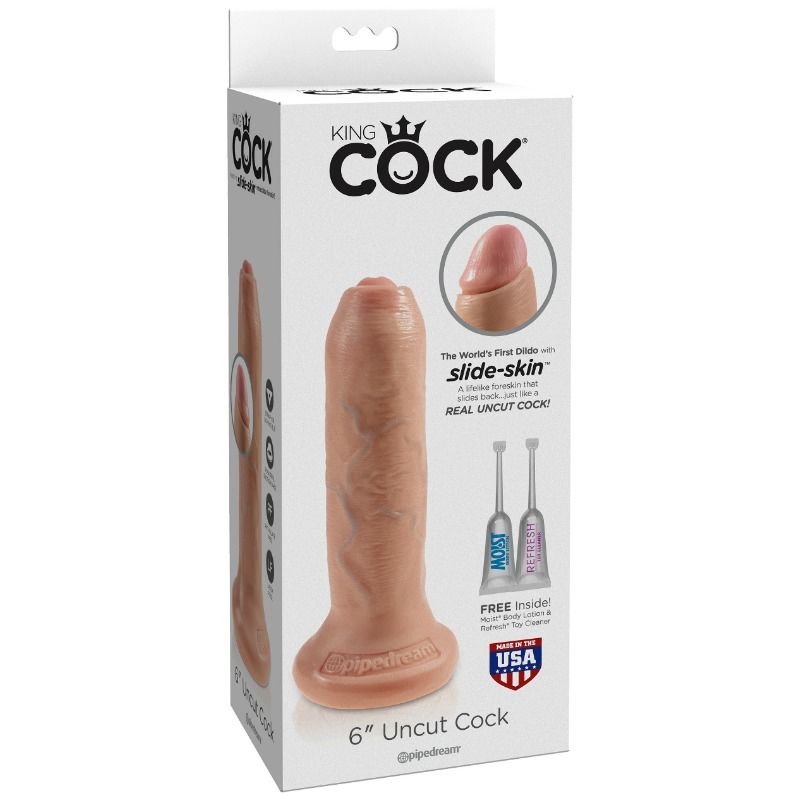 KING COCK - REALISTISCHE UNCUT VLEES DILDO 15 CM