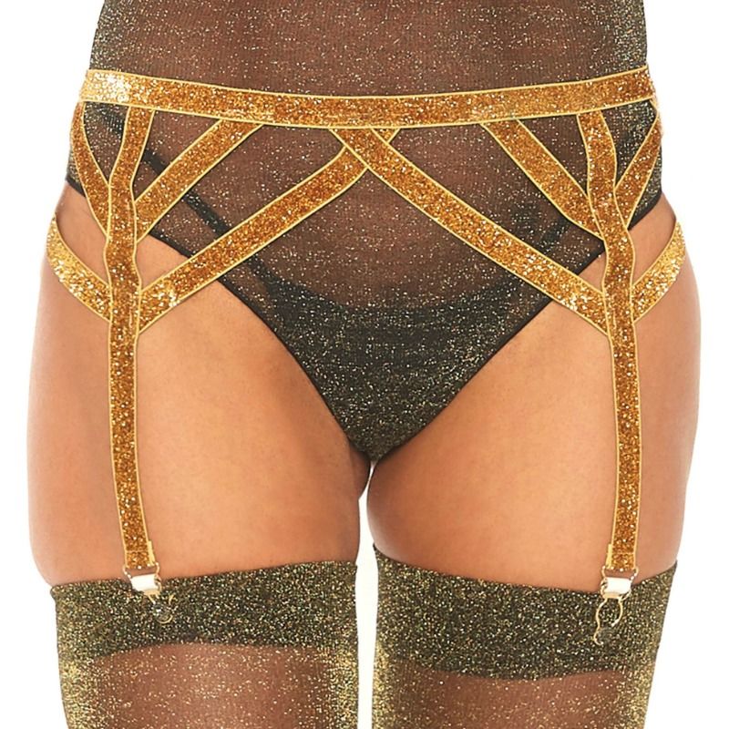 LEG AVENUE - LUREX ELASTISCHE JARRETELGORDEL EEN MAAT