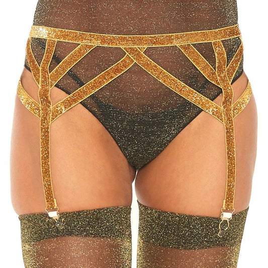 LEG AVENUE - LUREX ELASTISCHE JARRETELGORDEL EEN MAAT