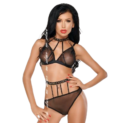ME-SEDUCE - DOTTY SET TWEE DELEN ZWART L/XL