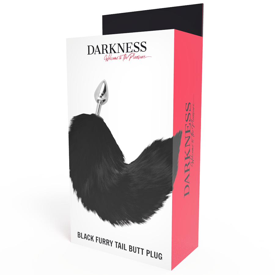 DARKNESS - ZILVEREN ANALE PLUG 8 CM MET ZWARTE STAART