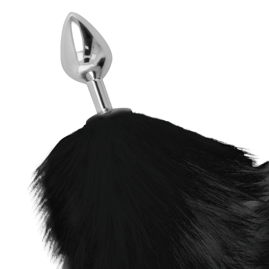 DARKNESS - ZILVEREN ANALE PLUG 8 CM MET ZWARTE STAART