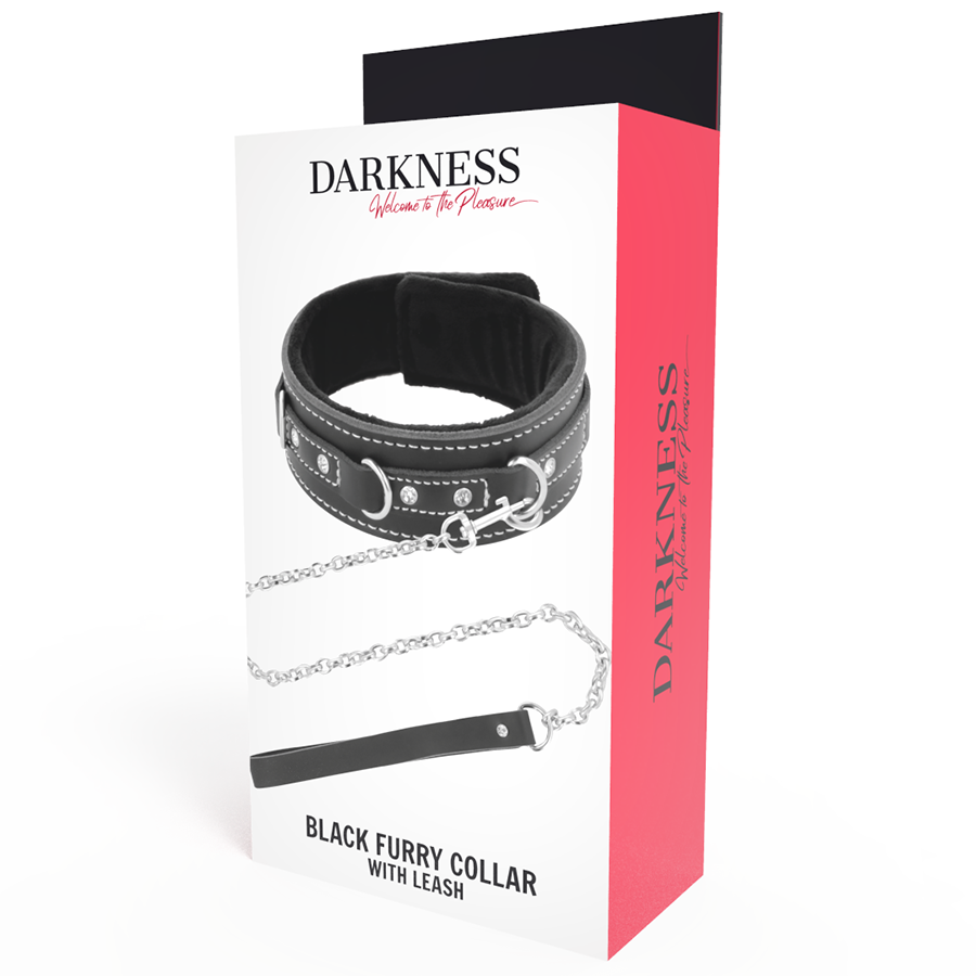 DARKNESS - HOGE KWALITEIT LEREN HALSBAND MET RIEM