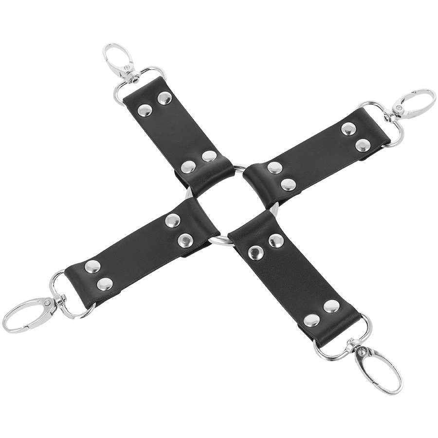 DARKNESS - LEREN HANDBOEIEN VOOR VOET EN HANDEN ZWART
