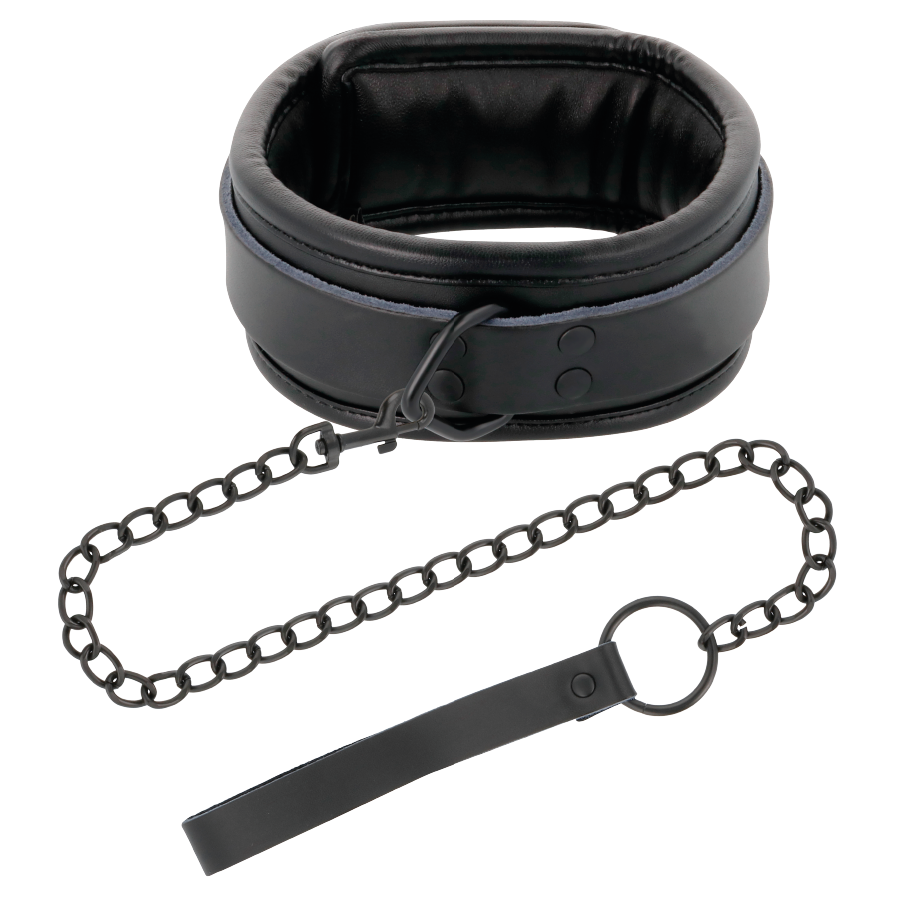 DUISTERNIS - ZWARTE LEREN HANDBOEIEN EN HALSBAND
