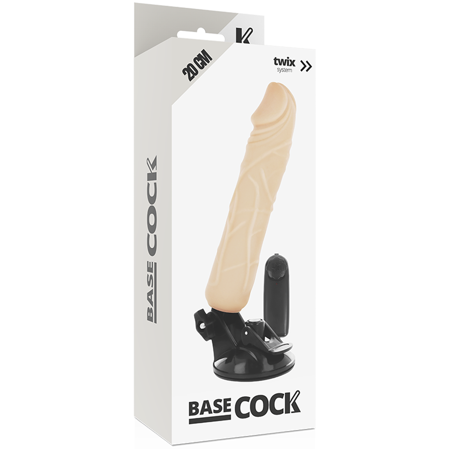 BASECOCK - REALISTISCHE VIBRATOR AFSTANDSBEDIENING HUIDSKLEUR 20 CM -O- 4 CM