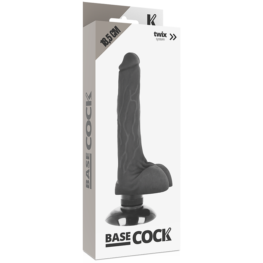 BASECOCK - REALISTISCHE VIBRATOR 2-1 ZWART 18.5 CM -O- 4 CM