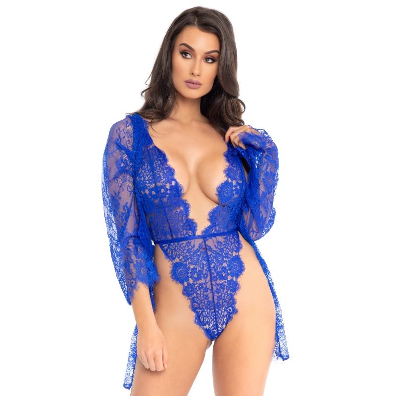 LEG AVENUE - TEDDY EN OCHTENDJAS BLAUW M