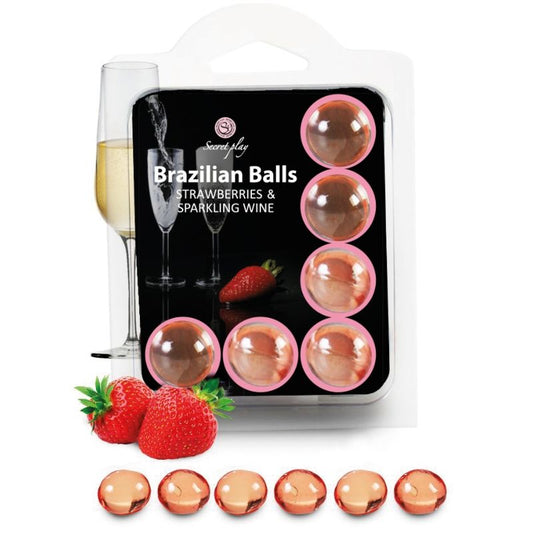 SECRETPLAY - SET 6 BRAZILIAANSE BALLEN AARDBEIEN MET CAVA