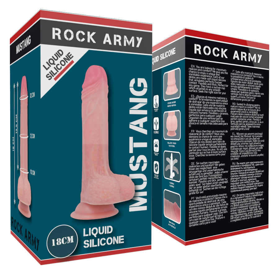 ROCKARMY - VLOEIBAAR SILICONE PREMIUM MUSTANG REALISTISCH 18 CM -O- 4,14 CM