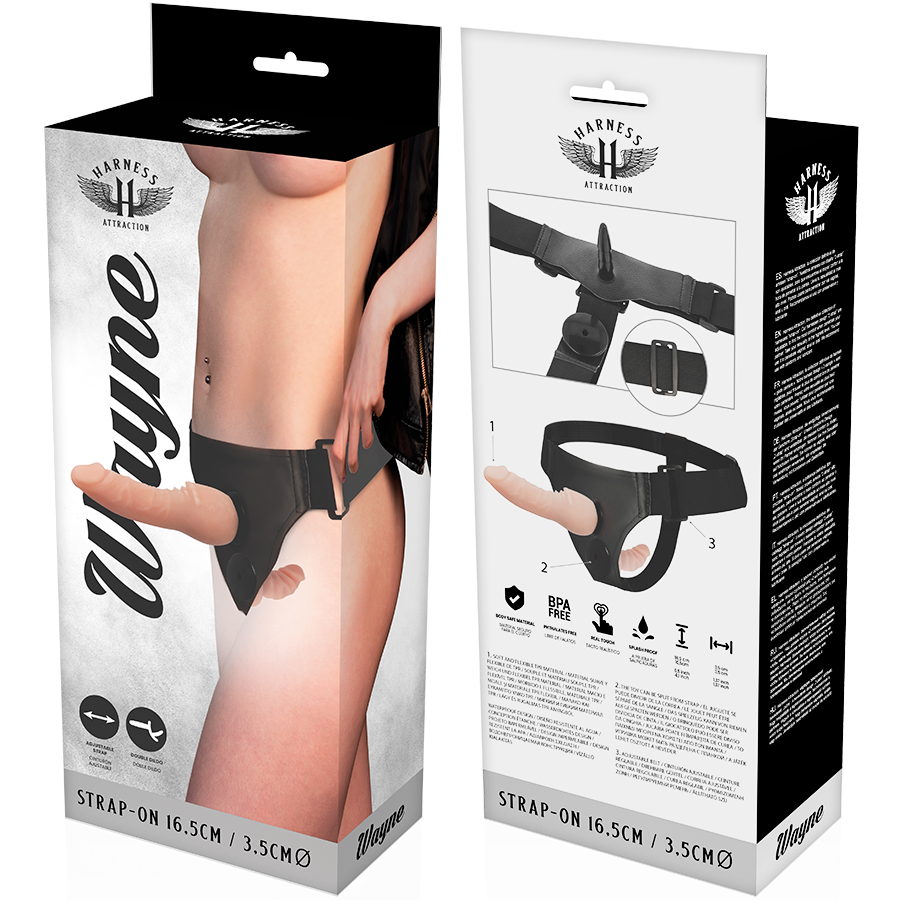HARNESS ATTRACTION - WAYNE DUBBELE PENETRATIE 16,5 CM -O- 3,5 CM