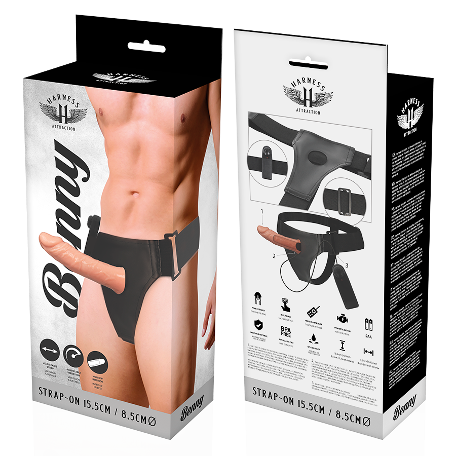 HARNESS ATTRACTION - RNES HOLLOW BENNY MET VIBRATOR 15 CM -O- 4.5 CM